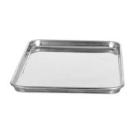 HEALSOPTHY Carrée 8,9x5,8x0,5 Pouces, Plateau Multi-usage | Acier Inoxydable Poli, Entretien Facile, Usage Maison et Extérieur, Argenté, pour Cuisson et Service