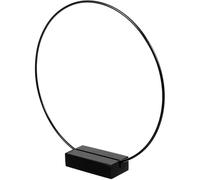 HEALSOPTHY Centre de Table Mariage avec Cercle Métallique 20 Cm X 3 Mm Noir, Socle en Bois Foncé, Cercles à Broder pour Loisirs Créatifs, Cadre de Couronne Filaire Multifonctionnel,