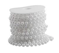 HEALSOPTHY Chaîne de Perles Acryliques Nacrées sur Fil Coton pour Rideaux Suspendus Décoration DIY Mariage et Fête Blanc