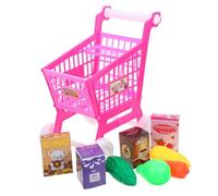 HEALSOPTHY Chariot de Courses Garçon Fille Simulation Réaliste Poussette Mini Caddie Rose avec Légumes Apprentissage Marche et Coordination Main-œ pour Filles et Garçons