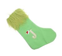 HEALSOPTHY Chaussette de Noël Tricotée Verte de Taille L avec Broderie Lettre J Pochette Cadeau Douce et Décor Festif avec Boucle à Suspendre pour Fête Familiale
