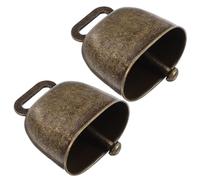 HEALSOPTHY Cloches à Vache et Portable Lot de 2 en Métal avec Poignée, Forme Carrée, Son Puissant pour Événements Sportifs et Agriculture