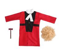 HEALSOPTHY Déguisement de Juge Garçon et Filles M avec Postiche et Maillet, Tenue de Juge pour Tout-petit, Costume Cosplay Judiciaire pour Jeux de Rôle, Fête Halloween et Représentation