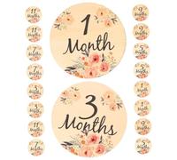 HEALSOPTHY Disques en Bois Bébé 18 Pièces Cartes Mensuelles de Croissance Bébé Signes des Premiers Mois -né Accessoires Photo Légers pour Souvenirs et Décoration Coffret Présent -né