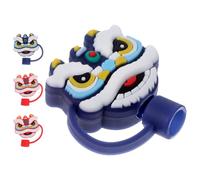 HEALSOPTHY Embouts de Paille Réutilisables en Silicone Tête de Lionceau 4 Pièces Légers et Faciles à Transporter pour Fêtes à Thème et Anniversaires