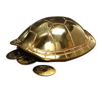 HEALSOPTHY Ensemble D’Accessoires de Divination Chinois en Cuivre Carapace de Tortue Petite Taille 3 Pièces de Monnaie en Cuivre Décoration Ésotérique pour Bureau et Jeu de Divination