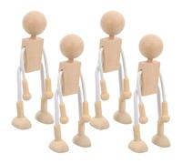 HEALSOPTHY Ensemble de 4 Figurines en Bois à Peindre pour Garçon et Filles Poupées Robot Modelables en Bois Massif Non Finition Jouets Éducatifs Créatifs pour Activités Manuelles et