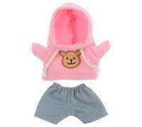 HEALSOPTHY Ensemble Sweat à Capuche Rose et Pantalon en Jean Bleu Clair pour Poupée Ours en Peluche 20 CM Vêtements pour Poupées Miniatures Tenue Douce et Confortable Adaptée aux Jeux et