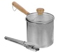 HEALSOPTHY Friteuse Professionnelle en Acier Inoxydable 304 Argenté avec Pince, Mini Friteuse de Table pour Petit Déjeuner et Cuisson de Steak, Casserole Alimentaire Solide