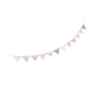 HEALSOPTHY Guirlande de Fanions Triangulaires en Tissu Coton à Motif Floral Rose Décoration Anniversaire Garçon et Filles 15 M Style Shabby Chic pour Fête Photo Bébé et Mariage