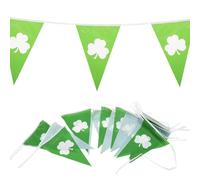 HEALSOPTHY Guirlandes de Trèfles Vertes pour Saint-Patrick Lot de 2 sets de Banderoles Décoratives Triangulaires en Matériau Résistant Décorations Suspendues pour Fête et Décoration