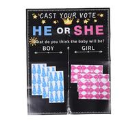 HEALSOPTHY Kit de Décoration pour Fête de Révélation du Bébé Tableau de Vote Garçon ou Fille, Affiches Interactives, Autocollants Nœud Colorés, Accessoires Ludiques pour Événement Avant