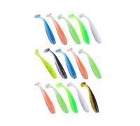 HEALSOPTHY Leurres de Pêche Souples en Silicone Poids 3,4g Résistants à Déchirure Lot de 15 de Poisson Queue en T Couleur Aléatoire Pêche en Eau Douce