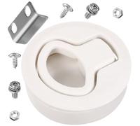 HEALSOPTHY Loquet à Fermeture Ronde Blanc pour Camping-car et Bateau, Poignée Affleurante à Tirage, Accessoire Marine Solide en Plastique, Serrure Rapide pour Trappe Extérieure