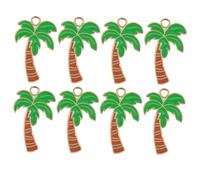 HEALSOPTHY Lot de 10 Breloques de Bijoux Hawaïens en Métal, Pendentifs Cocotier et Palmier Vintage, Accessoires DIY pour Création de Colliers, Bracelets et Porte-clés, Style Tropical,