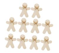 HEALSOPTHY Lot de 10 sets de Décorations Suspendues pour Sapin de Noël en Bois Naturel Bonhomme Épice Ajouré Pendentifs DIY Trou 60 CM de Corde Ornements Festifs pour Décoration