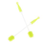 HEALSOPTHY Lot de 2 Brosses à Biberons Vertes Long Manche Flexible, Brosse de Nettoyage pour Bouteilles D'eau, Tasses Isothermes et Récipients Étroits, Accessoire Bébé Indispensable