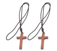 HEALSOPTHY Lot de 2 Colliers Pendentifs Croix Chrétienne en Bois de Sang Unisexe Bijoux Catholiques pour Prière et Cérémonies Religieuses Accessoires pour Homme et Femme