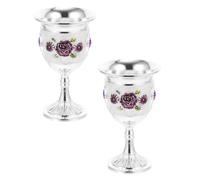 HEALSOPTHY Lot de 2 Coupes à Vin Blanc en Alliage Pourpre, Résistantes à L'usure Chutes, Style Rétro Décoratif, pour Anniversaire et Thanksgiving Plusieurs styles