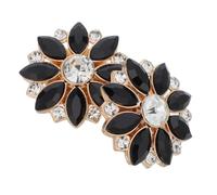 HEALSOPTHY Lot de 2 Couvre-boutons en Alliage Noir à Strass Forme Fleur Solaire, Détachables sans Couture, Diamètre Intérieur 13,5 Mm, Accessoires Décoratifs pour Vêtements et Tenues