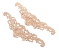HEALSOPTHY Lot de 2 Décorations D’angle en Bois Sculpté Non Peint 30x8,5 Cm, Appliques Vintage Européennes pour Meubles, Bricolage et Décoration Intérieure Rétro, Incrustations Décoratives