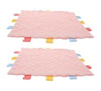 HEALSOPTHY Lot de 2 Doudous Ultra Doux à Fossettes pour Bébé 25x25 Cm, Couvertures Apaisantes Multi-étiquettes Colorées, Serviettes Sensorielle Lavables, pour Sommeil et Voyage
