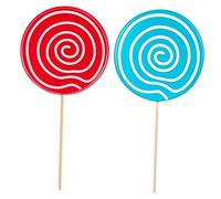 HEALSOPTHY Lot de 2 Fausses Sucettes Décoratives 14 Cm Plastique Rigide Rouge et Bleu, Accessoires Photo pour Mariage et Fête, Modèle Réaliste et Lumineux pour Décoration Événementielle