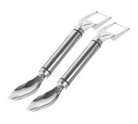 HEALSOPTHY Lot de 2 Trancheuses à Fruits en Acier Inoxydable Argentées, Fourchettes à Pastèque Faciles à Utiliser Ranger, Outil Pratique pour Découper Melon et Pastèque