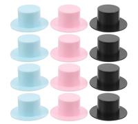 HEALSOPTHY Lot de 30 Mini Chapeaux de Clown en Plastique Mini Hauts-de-Forme Noirs Bleu Ciel et Rose Taille 41 X 19 CM Accessoires pour Décoration de Noël Loisirs Créatifs et Fêtes