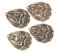 HEALSOPTHY Lot De 4 Porte-clés Pendentifs En Laiton Vintage Pour Artisanat, Amulettes Bouddha Sacrées, Accessoires Décoratifs Unisexes, Usage Paquet à Dos, Esprit Symbolique, Présent Nouvel An