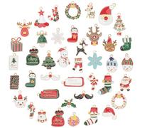 HEALSOPTHY Lot de 40 Charms de Noël DIY en Émail Pendentifs Légers et Solide pour Bracelets et Colliers Décorations Créatives pour Bijoux et Sapin de Noël Accessoires Parure Festive