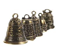 HEALSOPTHY Lot de 5 Cloches Artisanales en Laiton Doré, Pendentifs Vintage pour Porte-clés, Breloques Uniques, Décoration DIY pour Amateurs D’artisanat, Présent Créatif et Fête