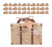 HEALSOPTHY Lot de 60 Boîtes à Dragées Mini Valise 8,1 X 5,6 X 3 Cm en Papier Kraft Recyclé Couleur Jaune Vintage avec Étiquettes Personnalisables - Coffrets Présents pour Mariage,