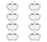 HEALSOPTHY Lot de 8 Autocollants Miroir de Mini Couronne Argentée avec Strass, Stickers Adhésifs Décoratifs pour Coque de Téléphone, Petit Miroir pour Maquillage et Accessoires