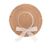 HEALSOPTHY Mini Straw Hat for Dolls with Lace Ribbon Miniature Woven Straw Cap Adjustable for Various Doll Models Cute Accessory and Party Decoration