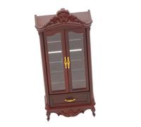 HEALSOPTHY Miniature Dollhouse Wine Cabinet Double Door Mini Display Cabinet Vintage Miniature Furniture for Dollhouse Living Micro Scene Accessories