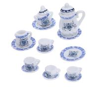 HEALSOPTHY Miniature Maison Poupée de Thé Céramique Bleue Accessoires Vintage pour Décoration de Scène et Mobilier Maison Poupée