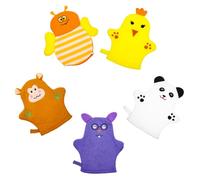 HEALSOPTHY Moufles de Bain Exfoliants pour Bébé en Coton Doux Motifs Fruits Garçon et Filles Accessoires de Bain Réutilisables Lot de 5 Adaptés la Naissance et Petite Plusieurs styles