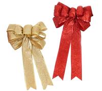 HEALSOPTHY Noeuds Ruban Décoratifs Petits Rouge et Doré pour Sapin de Noël et Cadeau Nœuds de Noël Pailleté Décoration Festive Classique et Confortable Lot de Rouge et Doré