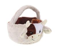 HEALSOPTHY Panier de Pâques en Peluche Forme Vache, Panier de Chasse aux Œufs pour Garçon et Filles, Léger et Spacieux pour Bonbons et Chocolats, Accessoire Décoratif Réutilisable pour Fêtes