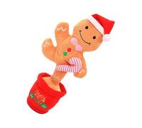 HEALSOPTHY Parlant de Noël Gingerbread Man en Peluche Dansante et Chantante, Décoration Festive Lumineuse Verte, 1 Pièce, Présent Garçon et Filles pour Chambre et Fête