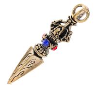 HEALSOPTHY Pendentif Vajra Tibétain en Laiton Massif Mini Ornement Décoratif Vintage Pendentif Artisanal Compact pour Porte-Clés et Paquet Style Antique Résistant et Solide
