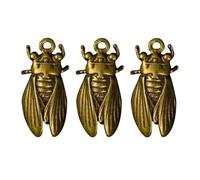 HEALSOPTHY Pendentifs Décoratifs de Cigale en Laiton Vintage Or, Lot de 3 Pièces, Faciles à Suspendre, pour Décoration ou Porte-clés