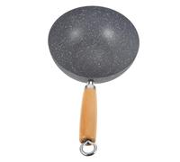 HEALSOPTHY Petite Poêle Wok Antiadhésive en Fer Inoxydable Poignée en Bois, Multi-fonction Cuisine Quotidienne Cuisinière à Gaz