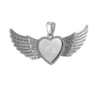 HEALSOPTHY Plateau Pendentif Cœur Alliage avec Aile Ange Support DIY pour Bijoux Cadre Rhinestone Décoratif Accessoire Créatif