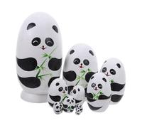 HEALSOPTHY Poupées Russes Gigognes Bois à Motif Panda pour Garçon Fille Empilable Artisanal Fait Main Décoration Russe Authentique et Cadeau Éducatif pour Développement des Habiletés Motrices