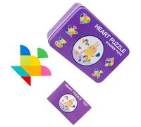 HEALSOPTHY Puzzle Éducatif Tangram en Bois 7 Pièces aux Formes Géométriques Coffret Métallique Cœur Violet Jeu D’Apprentissage Montessori pour Garçon et Filles Développement Observation
