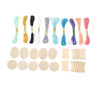 HEALSOPTHY Set Bois pour Broderie DIY Pendentifs Ronds Bois Naturel Planchettes à Broder Point de Croix Matériel sans Éclats pour Loisirs Créatifs et Bijoux Faits Main