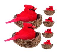 HEALSOPTHY Set De Décorations Oiseaux Artificiels Cardinal Rouge avec Nid De Ornements Sapin Noël Éclatants Et Réalistes pour Décoration Intérieure Et Extérieure