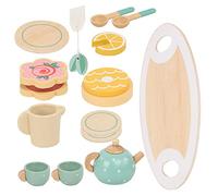 HEALSOPTHY Set de Jouets Bois pour Garçon Fille Service à Thé Miniature pour Tea Party et Jeux de Rôle Développement Cognitif et Social des Tout Petits